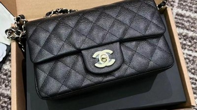 #검수사진 지존샵 클래식 뉴미니 캐비어 블랙 샴페인골드 인스티치 SIZE 20cm
