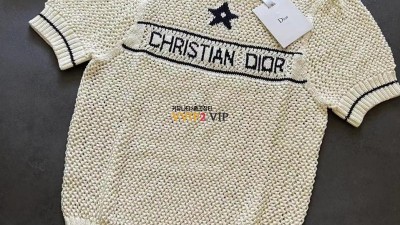 디올 DIOR 펀칭 코튼 니트 반소매 스웨터 SIZE 36 38 40 @ 면 100% 검수사진 #타지아