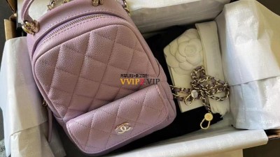 샤넬 24c 크루즈 미니 백팩 캐비어 블랙 화이트 퍼플 AP3753 SIZE 13*18*7cm 검수사진 #지존샵