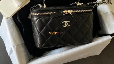 샤넬 CHANEL 탑핸들 베니티백 직사각 블랙/금장 AP2199 [사이즈] 9.5*18*9cm 검수사진 #지존샵187