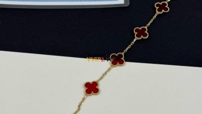 반클리프앤아펠 Van Cleef & Arpels 빈티지 알함브라 브레이슬릿, 5개 모티브18K 옐로우 골드, 커넬리언 VCARD35500 검수사진 #18K비밀공방