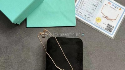 Tiffany & Co.  티파니 노트 펜던트 목걸이, 로즈 골드, 다이아몬드 세팅 검수사진 #18k비밀공방