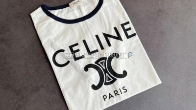 셀린느 CELINE 트리오페 코튼 저지 여성 클래식 반팔 티셔츠 01NB 2X872671Q 01NB [사이즈] XS S M L 검수사진