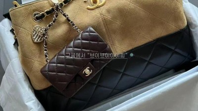 샤넬 25A 공방 스웨이드 투톤 숄더백 쇼핑백 스웨이드 카프스킨 AS5634 검수사진 #지존샵