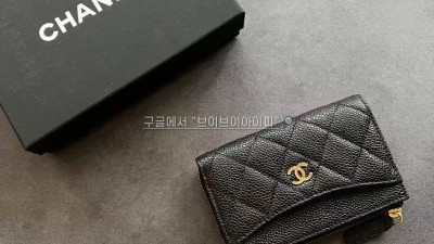샤넬 클래식 CC 로고 지퍼 카드 홀더 카드지갑 캐비어 블랙 금장 AP3179 검수사진 #vvip공장