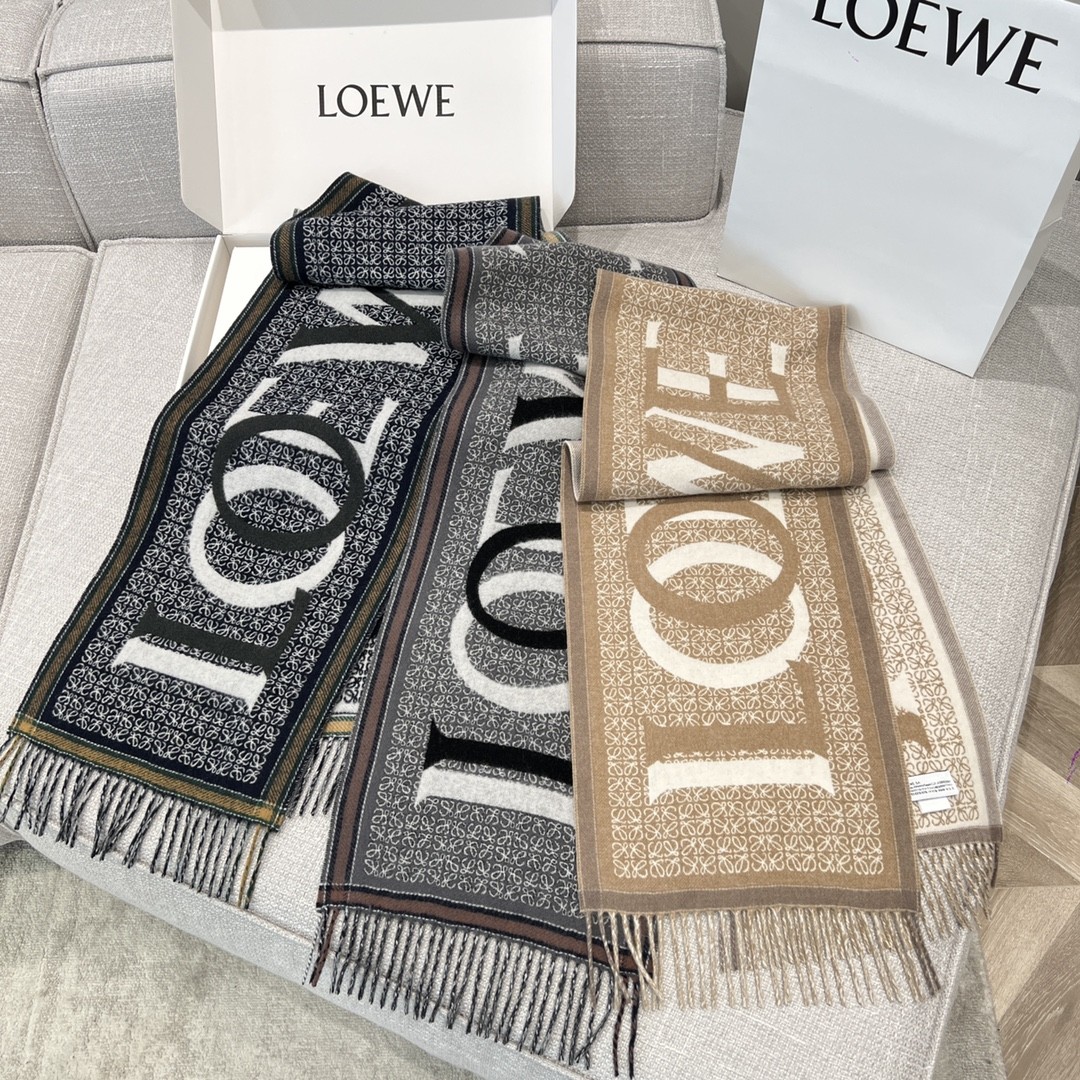 로에베 LOEWE 아나그램 로고 머플러 SIZE 30*180cm # 울 90% + 캐시미어 10% ☆☆☆☆☆