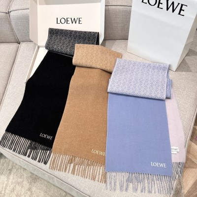 로에베 LOEWE 아나그램 로고 자수 양면 머플러 SIZE 180*30cm # 울 90% + 캐시미어 10% ☆☆☆☆☆