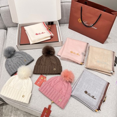 로로피아나 Loro Piana 캐시미어 머플러 + 비니 모자 SIZE 머플러 200*95cm @ 100% 캐시미어 ☆☆☆☆☆