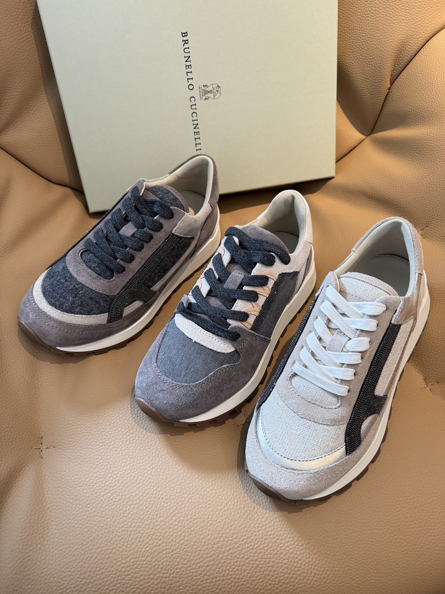브루넬로 쿠치넬리 Brunello Cucinelli 여성 스니커즈 suede and canvas sneakers SIZE 35~39 ☆☆☆☆☆