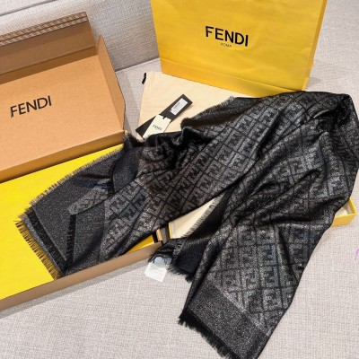 펜디 FENDI FF로고 스퀘어 자카드 숄 스카프 SIZE 140*140cm @ 울 45% + 실크 45% + 폴리아미드 10% ☆☆☆☆☆