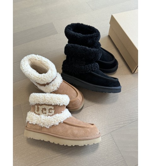 UGG 어그 로고 울트라 미니 플러프 부츠 우먼스 체스넛 [사이즈] 35~40