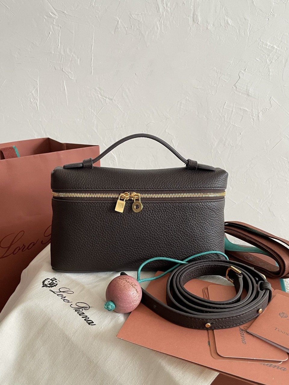 LORO PIANA 로로피아나 엑스트라 포켓 L19 파우치 초코 [사이즈] 19x11x6.5cm