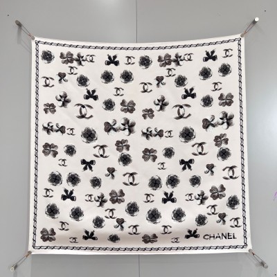 샤넬 CHANEL 25 까멜리아 실크 스카프 90x90cm 100% 실크