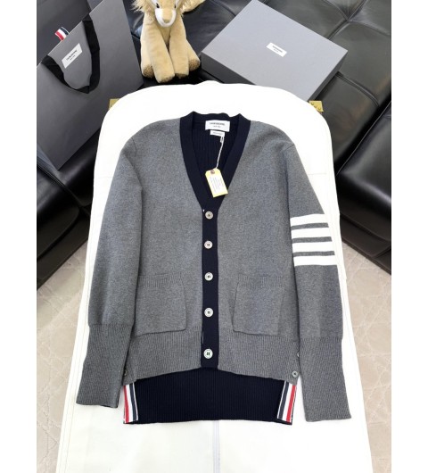 톰브라운 THOM BROWNE 4선 스트라이프 니트 가디건 1 2 3 4