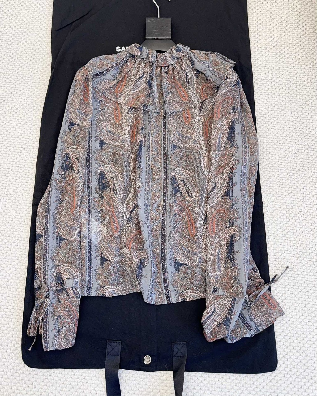 생로랑 SAINT LAURENT 실크셔츠 블라우스 36 38 40 42 100% 실크