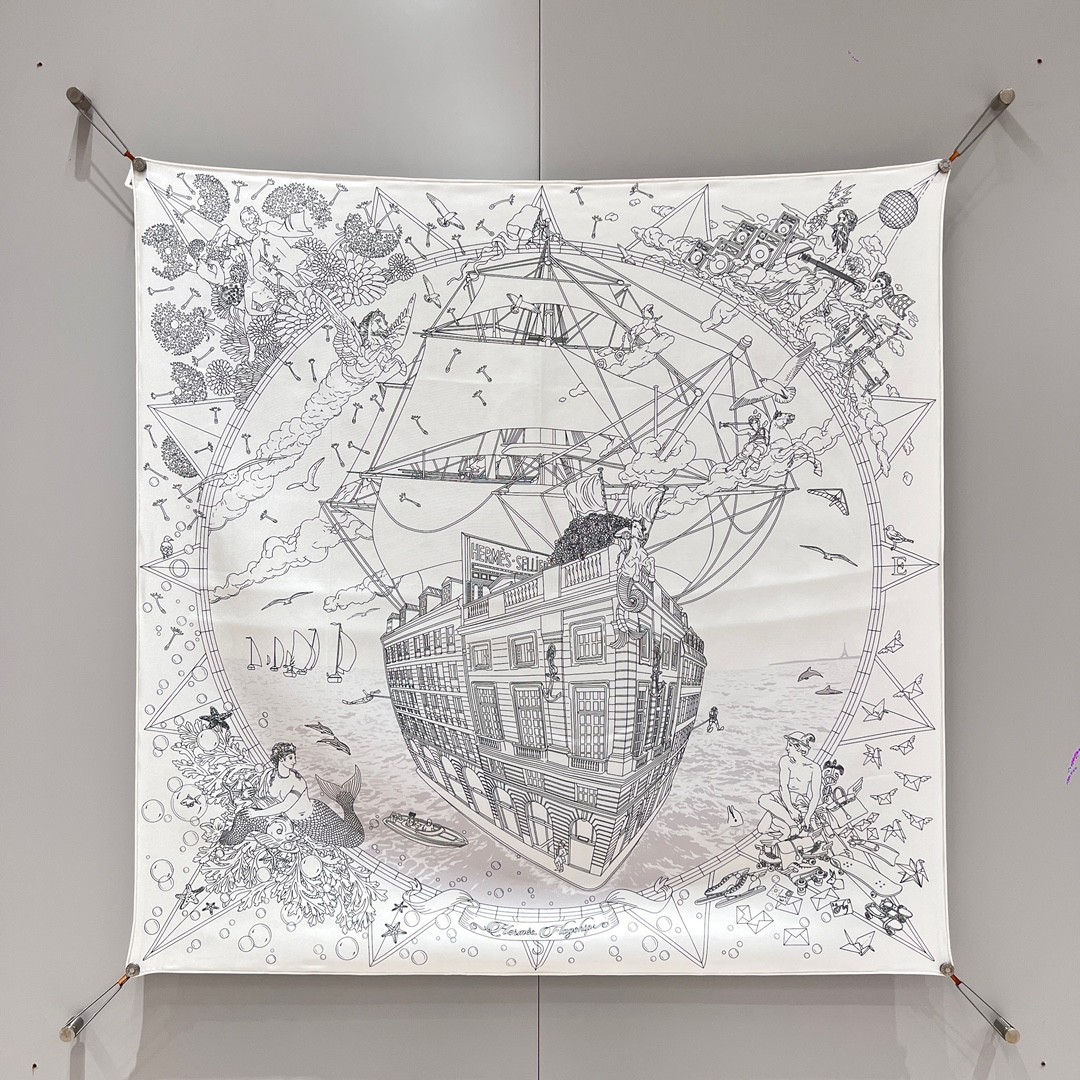 에르메스 HERMES 실크 스카프 90x90cm 100% 실크