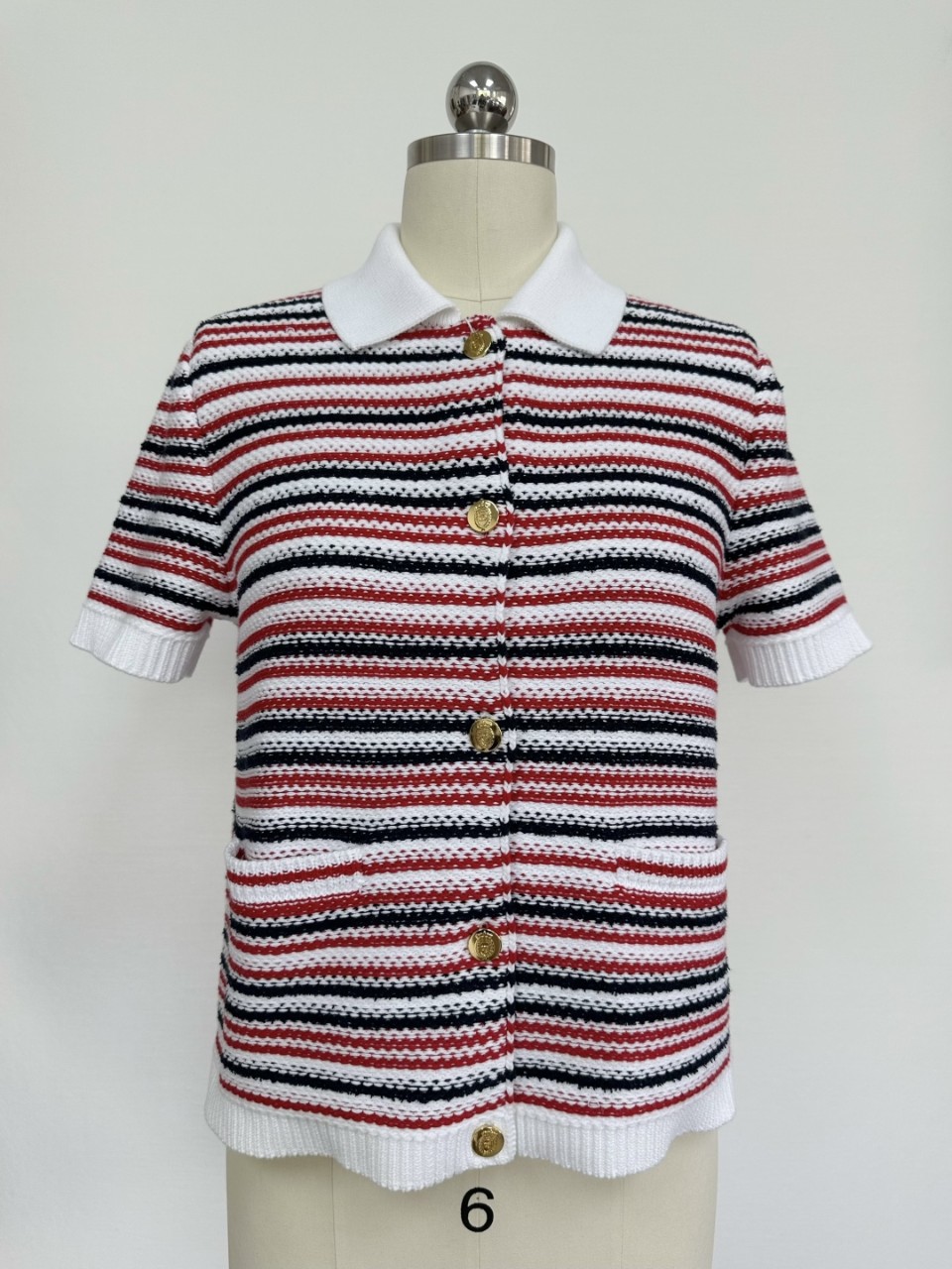 구찌 파인 울 폴로 탑 화이트 레드 블루 818611XKENN9704 S M L #타지아
