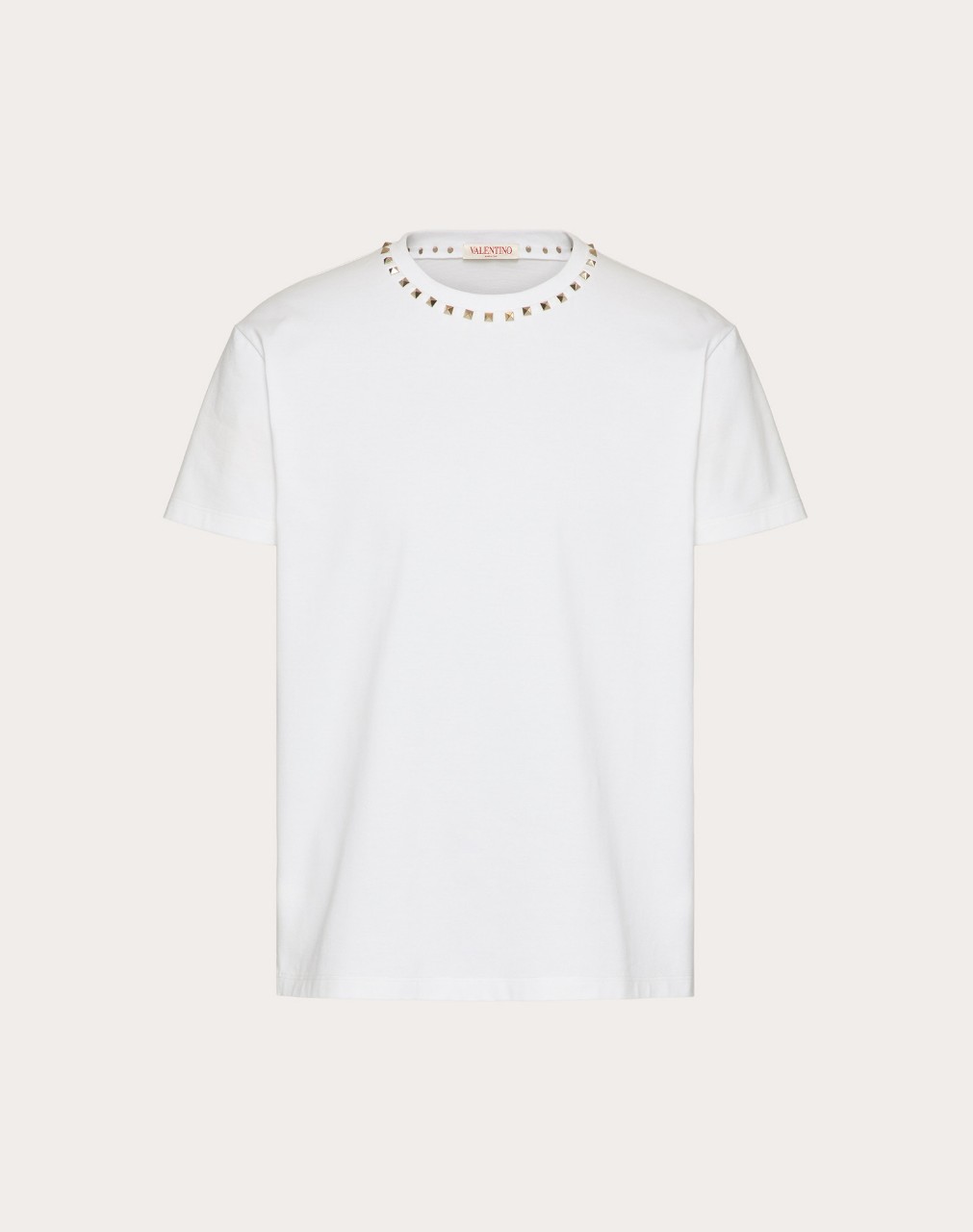 발렌티노 VALENTINO 스터드 넥라인 장식 코튼 티셔츠 XS S M L #터비에빵