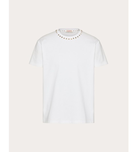 발렌티노 VALENTINO 스터드 넥라인 장식 코튼 티셔츠 XS S M L #터비에빵