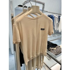 25SS 미우미우 로고 패치 라이트웨이트 반팔 티셔츠 베이지 MJN466 13VO F0770 #터비에빵