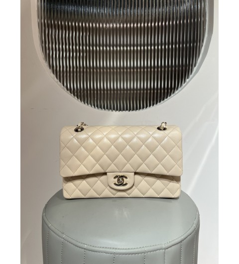 샤넬 CHANEL 클래식 미듐 클미 램스킨 골드 베이지 A01112 [사이즈] 25.5cm #지존샵