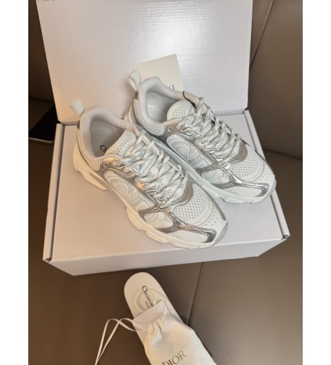 디올 Dior Chrono 스니커즈 화이트 메시 실버 KCK473TXX_S46W 35~40