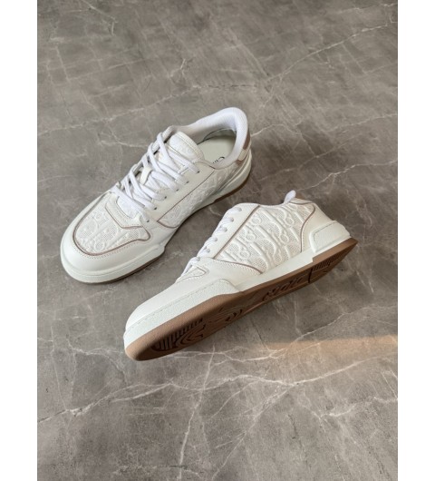 디올 Dior One 스니커즈 화이트 & 누드 Dior Oblique 펀칭 송아지 가죽 KCK366LOM_S80W 35~40