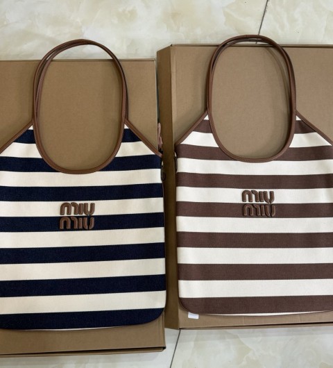 미우미우 아이비 캔버스 가죽 가방 블루 베이지 5BG231_2IBB_F067K_V_MLF 42x35x5cm #vvip공장