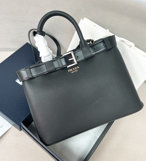 프라다 25FW 더블 벨트 프라다 버클 미디엄 가죽백 1BA417 2CYS F0002 793487 TP562738068 35x25x13cm