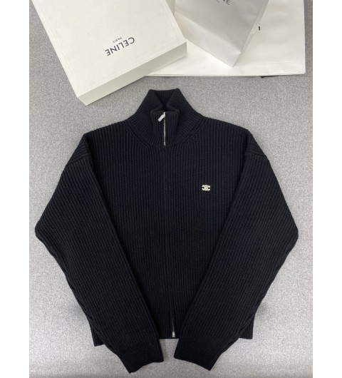 25SS 셀린느 트리오페 리브드 울 니트 집업 RY09T0ZPV.38NO