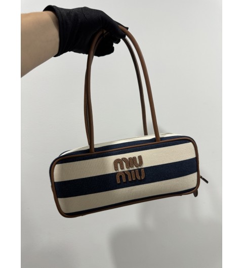 미우미우 캔버스 가방 가죽 보 백 5BB173 2IBB F067K V OWM 28x11.5x8cm