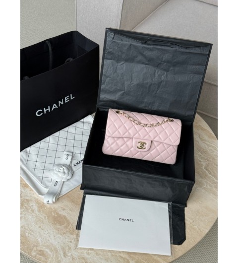 샤넬 CHANEL 클래식 플랩백 스몰 클스 램스킨 핑크 금장 A01113 [사이즈] 23cm #아더샵