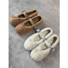 미우미우 (Miu Miu) 버클 스트랩 시어링 발레리나 슈즈 35~40