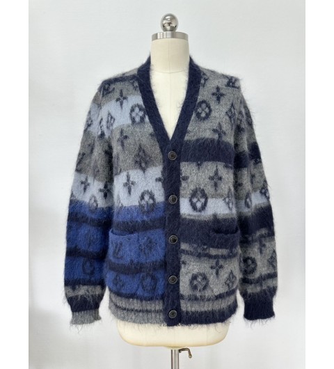 루이비통 LOUIS VUITTON 모노그램 모헤어 가디건 블루 1AIOX5 S M L XL #타지아