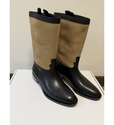 Chanel 샤넬 CC 로고 레더 스웨이드 부츠 블랙 25FW G46589 35~40