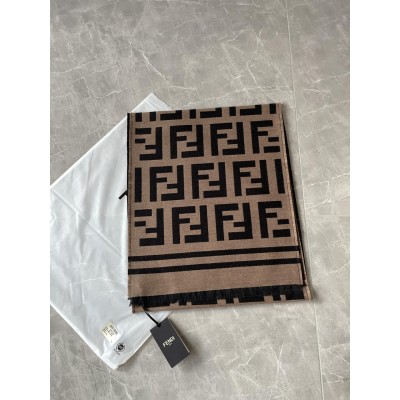 펜디 FENDI 울 및 실크 FF 자카드 스카프 - 브라운 / FXS424A3Q1F0QB8 180x35cm #vvip공장