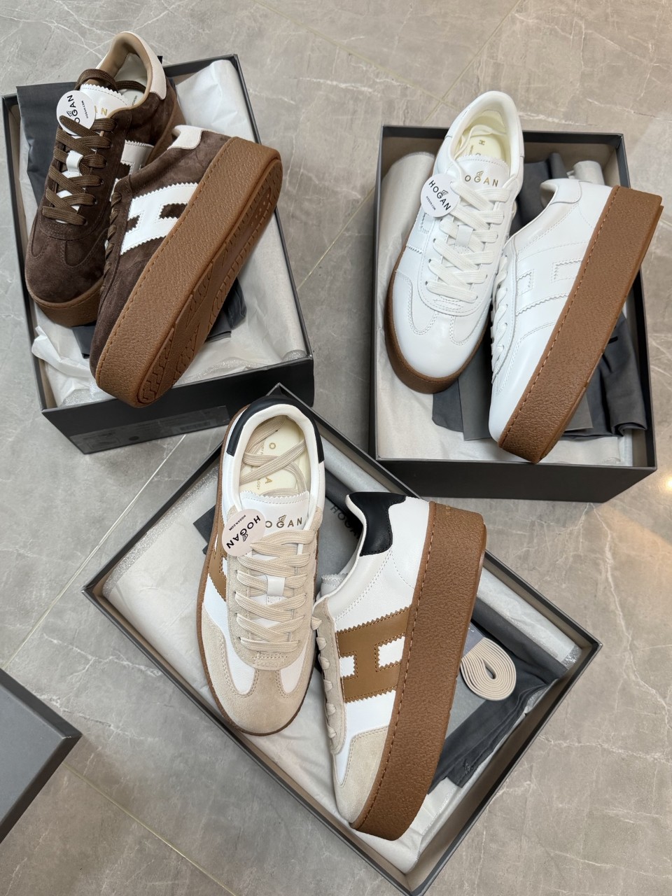 호간 호건 초콜릿 브라운 스웨이드 플랫폼 레이스업 스니커즈 HXW698 35~40