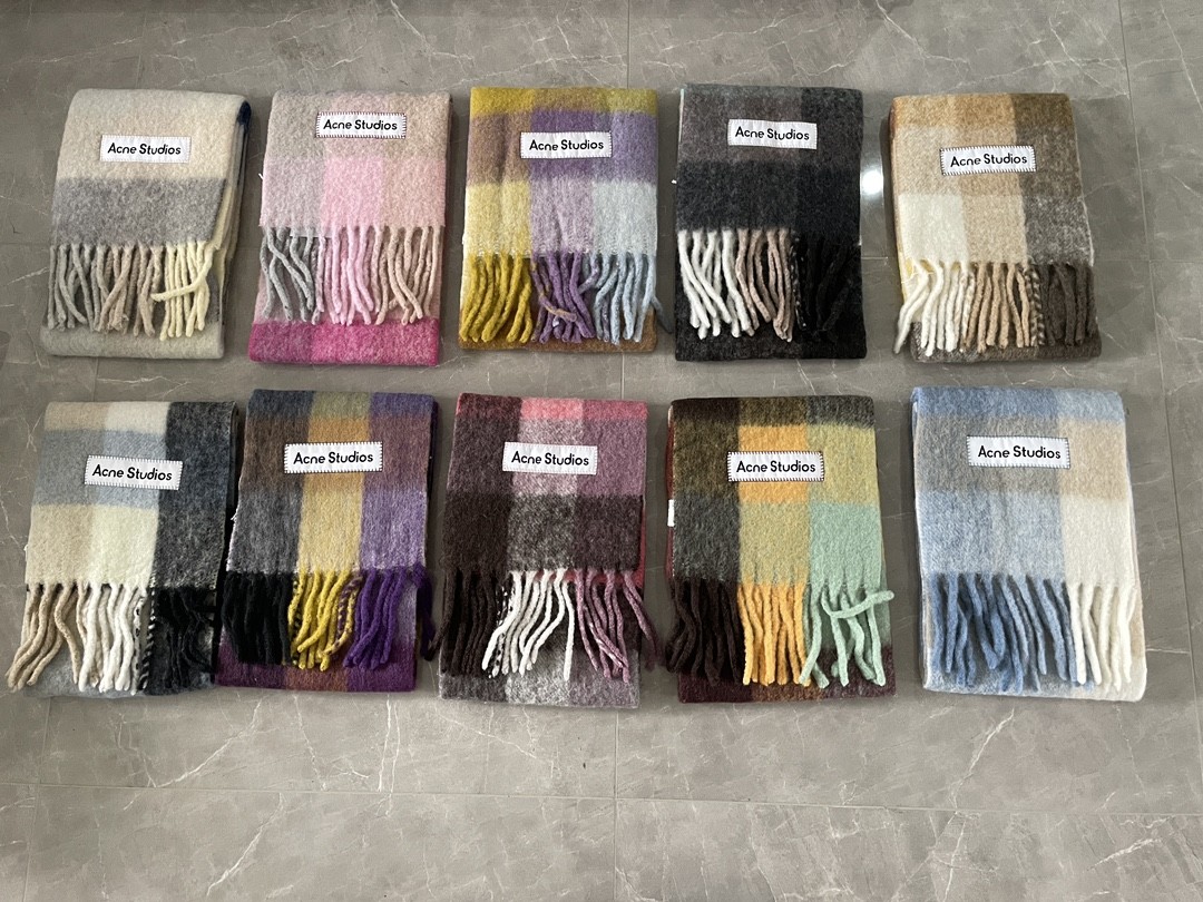 아크네스튜디오 모헤어 체크 머플러 목도리 스카프 CA0084 알파카 33% + 울 25% + 폴리아미드 22% + 모헤어 20% #vvip공장