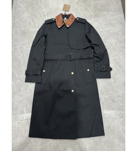 버버리 여자 체크 패널 코튼 개버딘 트렌치코트 블랙 80607391 4 6 8 10 12 #vvip공장