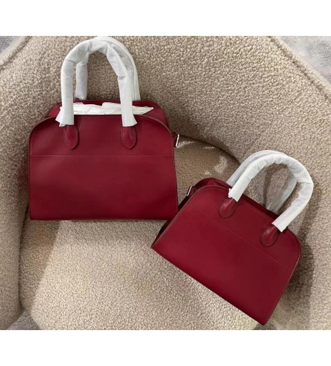 버건디 컬러 더로우 The Row 소프트 마고 10 새들 가죽백 25*18*19cm