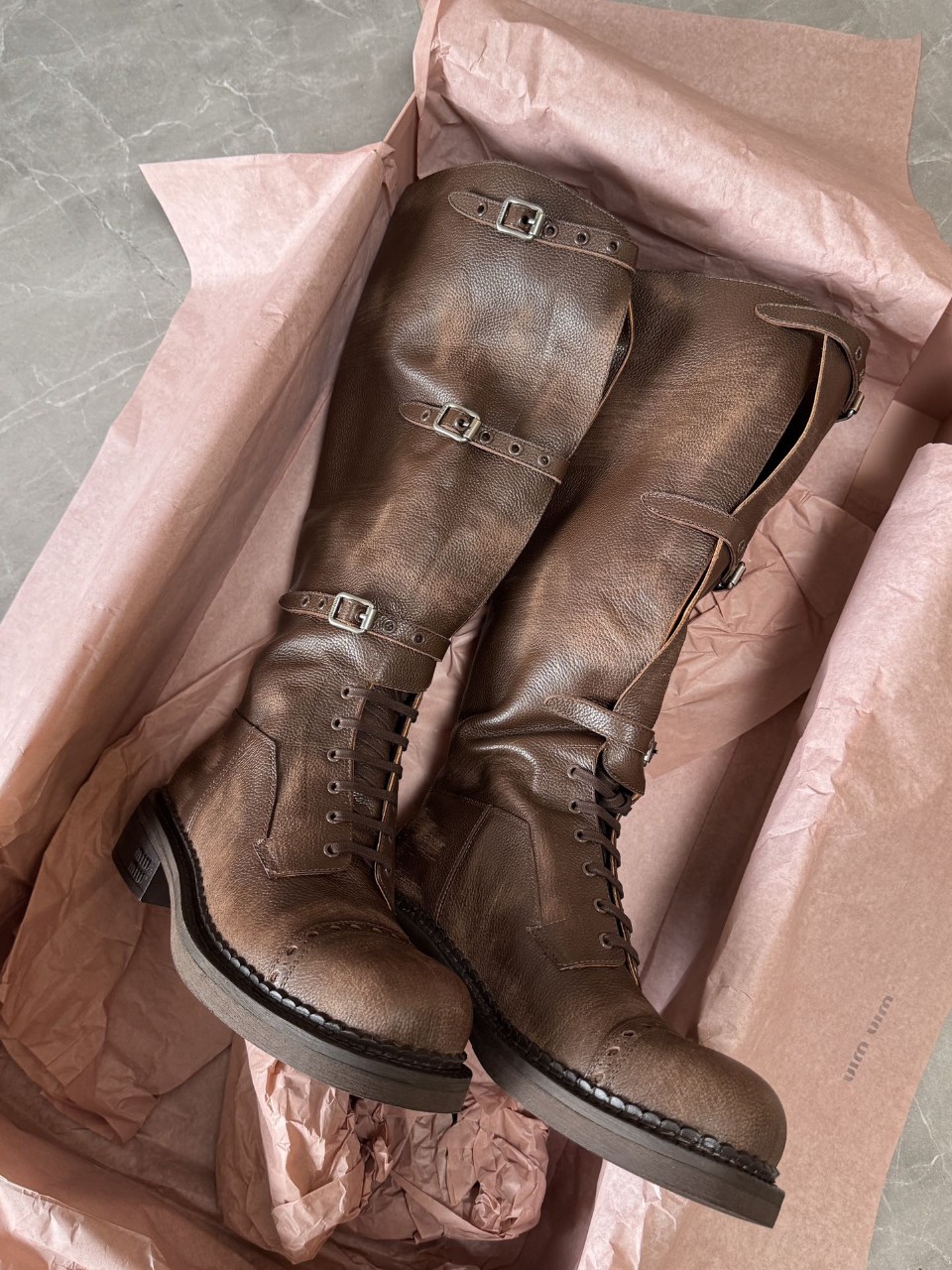 미우미우 여성 바이커 레더 가죽 부츠 5W315E 35~40