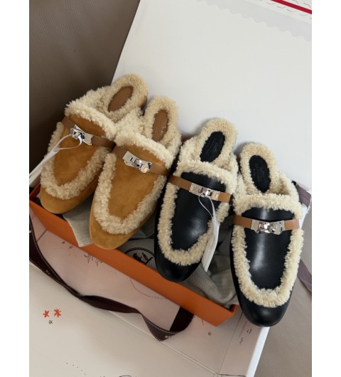 에르메스 HERMES 오즈 뮬 켈리 버클 시어링 슬리퍼 35~41 굽 1.5cm