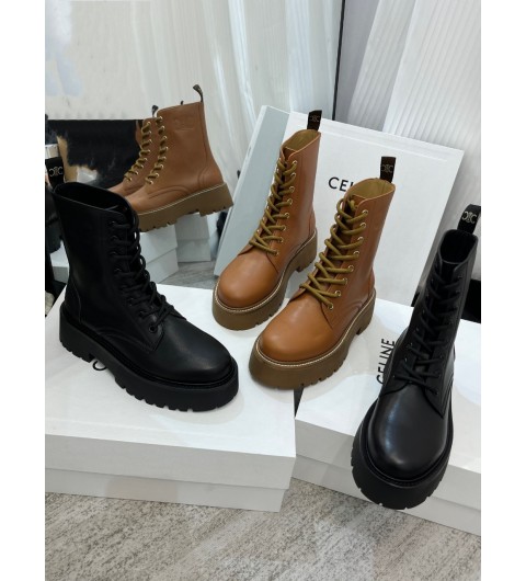 셀린느 CELINE 트리옹프 벌키 레이스업 부츠 35~39 굽 6cm