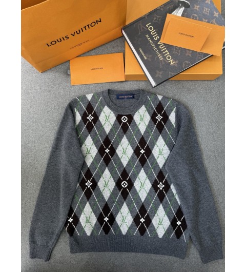 루이비통 LOUIS VUITTON 아가일 크루넥 그레이 울니트 티셔츠 L1AIMCJ S M L XL