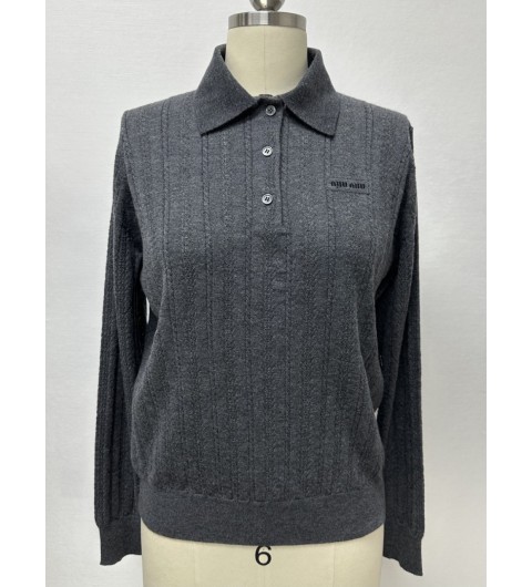 미우미우 캐시미어 폴로 스웨터 슬레이트그레이 MMLB51 17IW F0480 36 38 40 #타지아