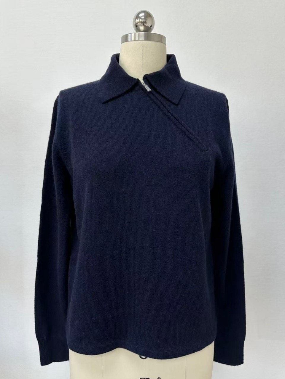 미우미우 리브드 폴로셔츠 지퍼 네이비 블루 MML021_18A9_F0008_S_OOO 36 38 40 #타지아