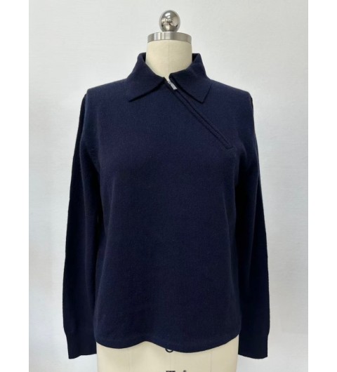 미우미우 리브드 폴로셔츠 지퍼 네이비 블루 MML021_18A9_F0008_S_OOO 36 38 40 #타지아