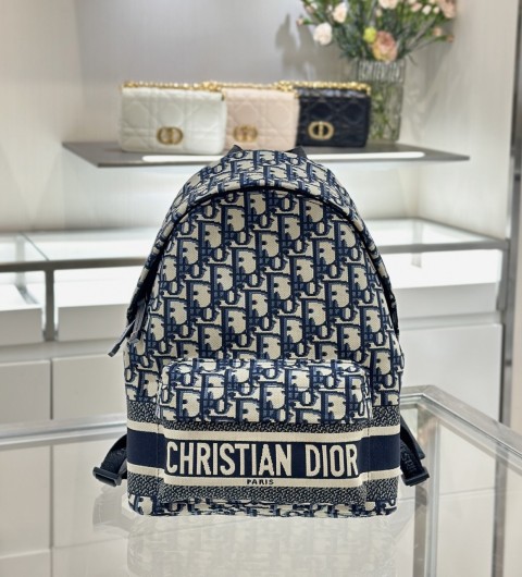 디올 트래블 스몰 백팩 디올 오블리크 테크니컬 패브릭 블루 Dior Travel Small Backpack Dior Oblique Technical Fabric Blue M6108SDGI-M928 #여왕샵