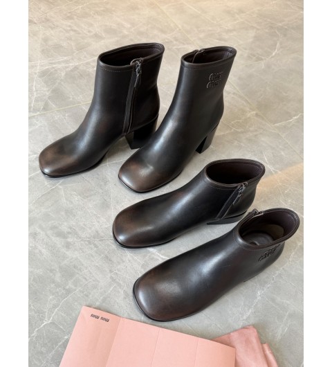 미우미우 퓌메 가죽 힐 앵클 부츠 다크브라운 5T520E 3KY8 F0003 35~39