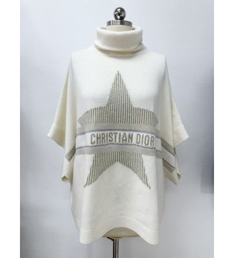 디올 에크루 버진 울 및 캐시미어 혼방 니트 소재의 DiorAlps 모크넥 스웨터 니트 케이프 S M L #타지아